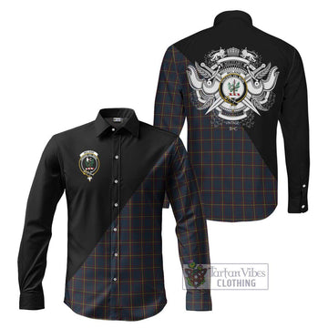McLaine of Lochbuie Hunting Tartan Long Sleeve Button Shirt with Family Crest and Military Logo Style Men's Shirt S - Tartanvibesclothing Shop