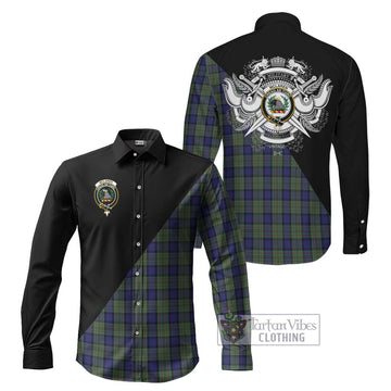 McLaren Tartan Long Sleeve Button Shirt with Family Crest and Military Logo Style Men's Shirt S - Tartanvibesclothing Shop