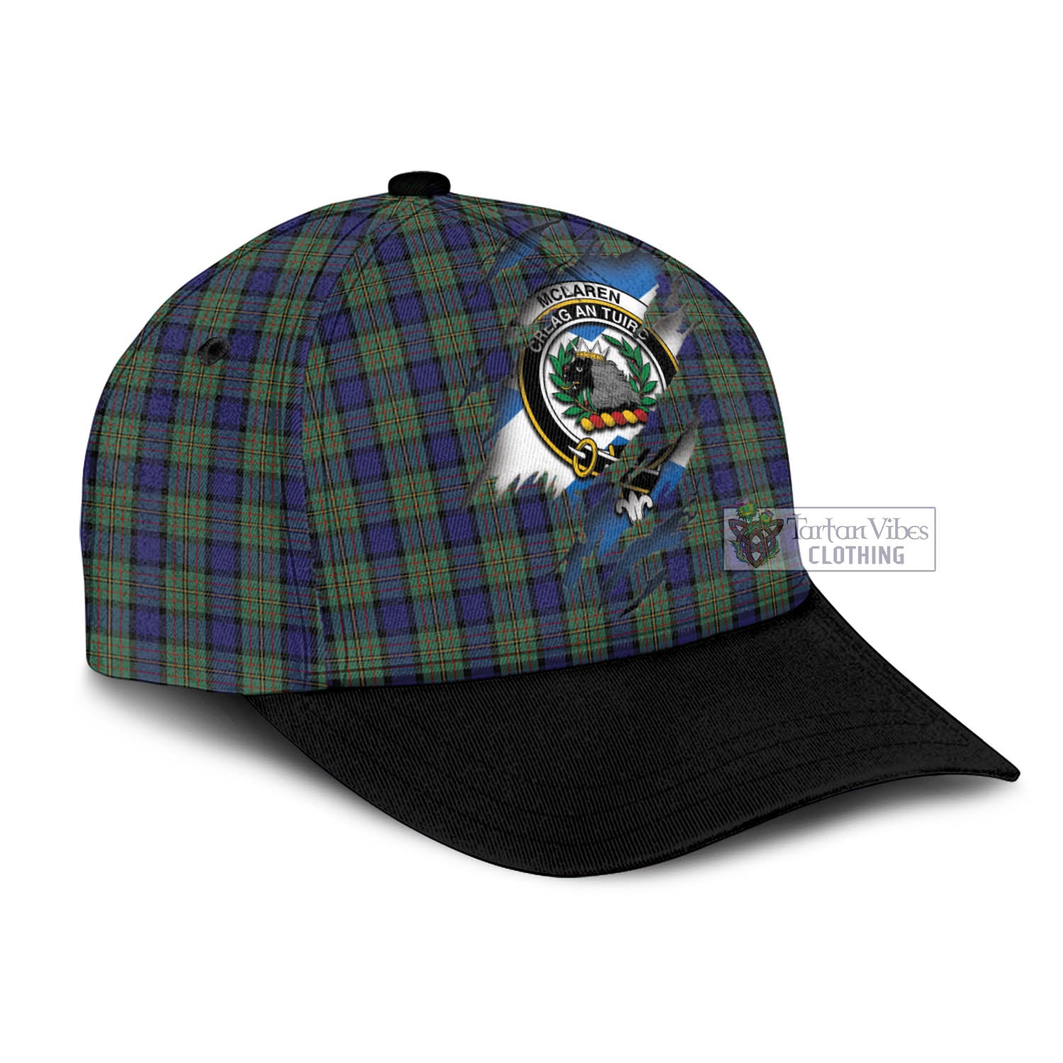 Tartan Vibes Clothing McLaren Tartan Classic Cap with Family Crest In Me Style