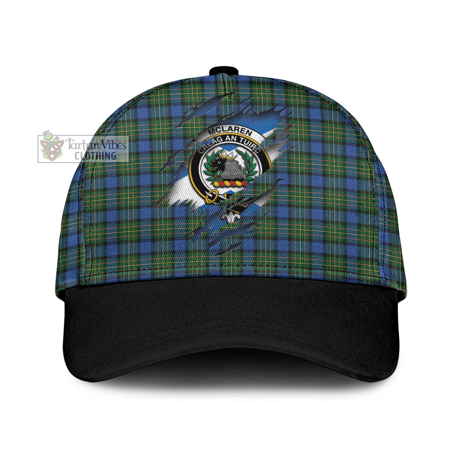 Tartan Vibes Clothing McLaren Ancient Tartan Classic Cap with Family Crest In Me Style