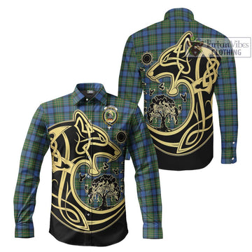 McLaren Ancient Tartan Long Sleeve Button Shirt with Family Crest Celtic Wolf Style Men's Shirt S - Tartan Vibes Clothing