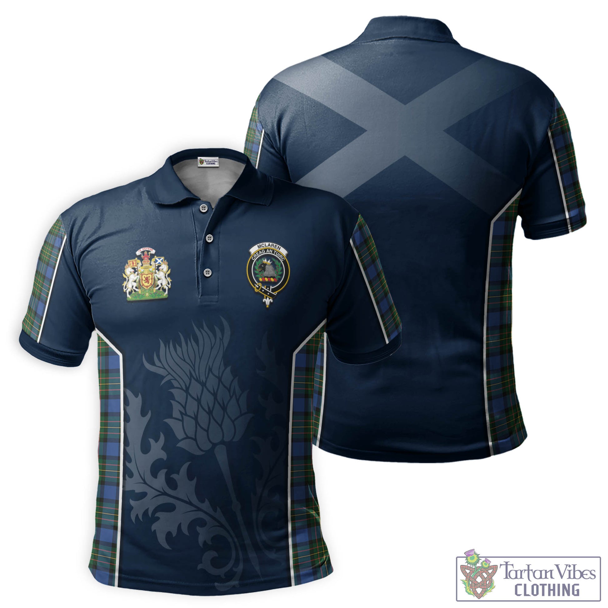 McLaren Ancient Tartan Men's Polo Shirt with Family Crest and Scottish Thistle Vibes Sport Style Kid - Tartan Vibes Clothing