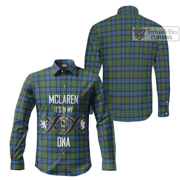 McLaren Ancient Tartan Long Sleeve Button Shirt with Family Crest DNA In Me Style Men's Shirt - Tartanvibesclothing Shop