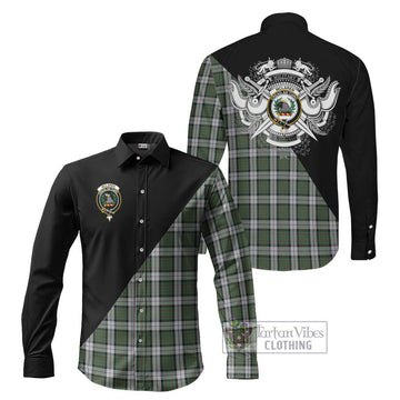 McLaren Dress Tartan Long Sleeve Button Shirt with Family Crest and Military Logo Style Men's Shirt S - Tartanvibesclothing Shop