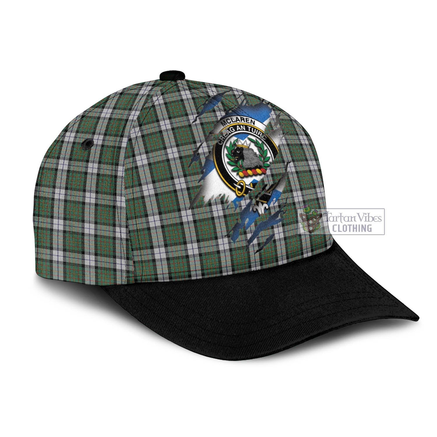 Tartan Vibes Clothing McLaren Dress Tartan Classic Cap with Family Crest In Me Style