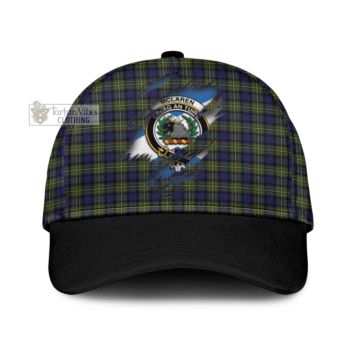 Tartan Vibes Clothing McLaren Modern Tartan Classic Cap with Family Crest In Me Style