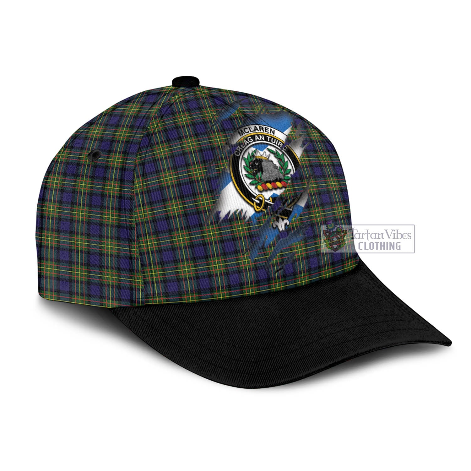 Tartan Vibes Clothing McLaren Modern Tartan Classic Cap with Family Crest In Me Style