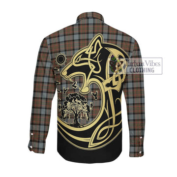 McLaren Weathered Tartan Long Sleeve Button Shirt with Family Crest Celtic Wolf Style Men's Shirt - Tartan Vibes Clothing
