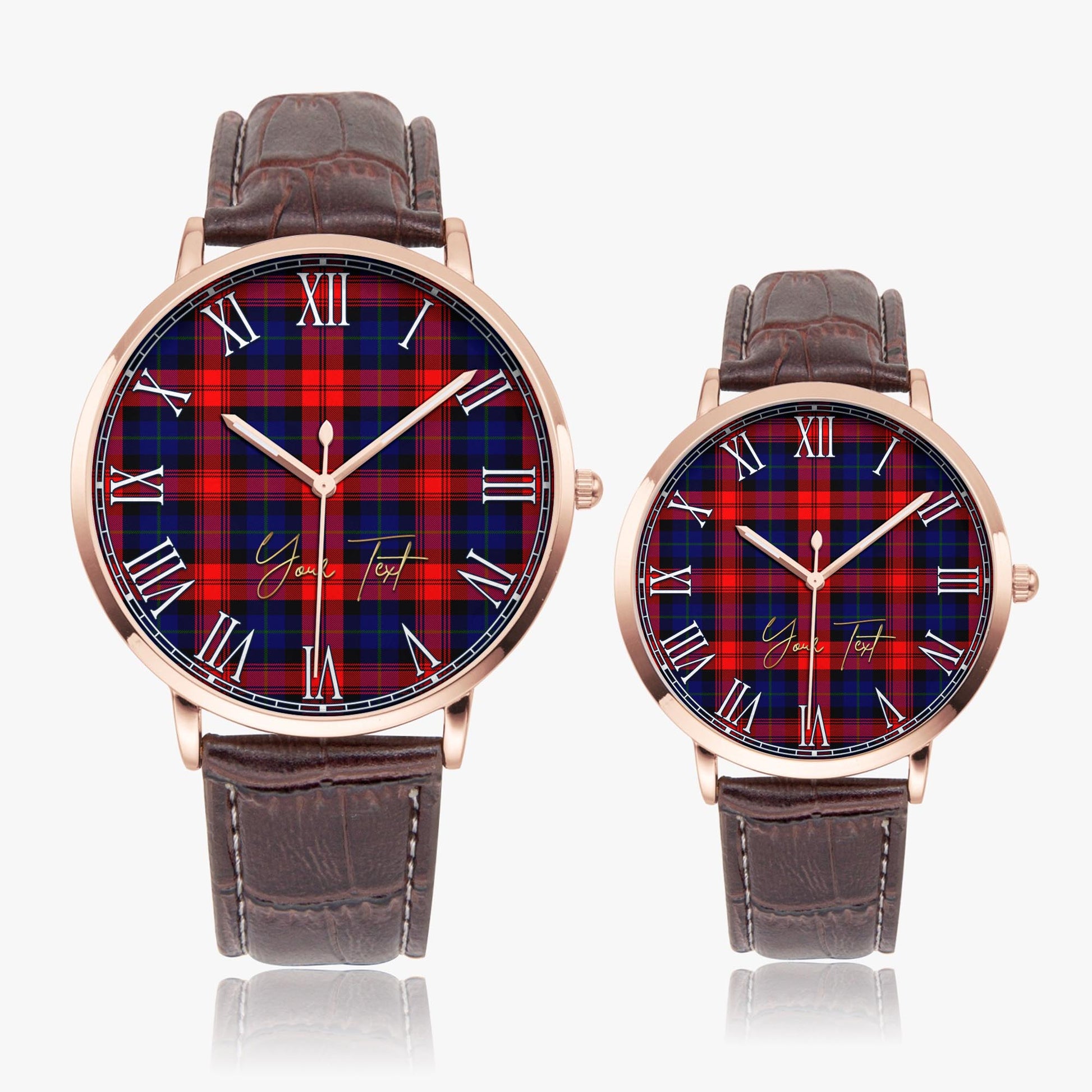 McLaughlin Tartan Personalized Your Text Leather Trap Quartz Watch - Tartan Vibes Clothing