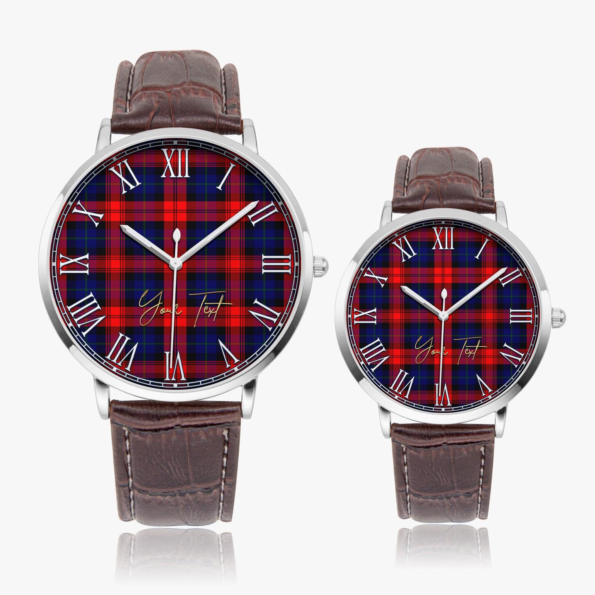 McLaughlin Tartan Personalized Your Text Leather Trap Quartz Watch - Tartan Vibes Clothing