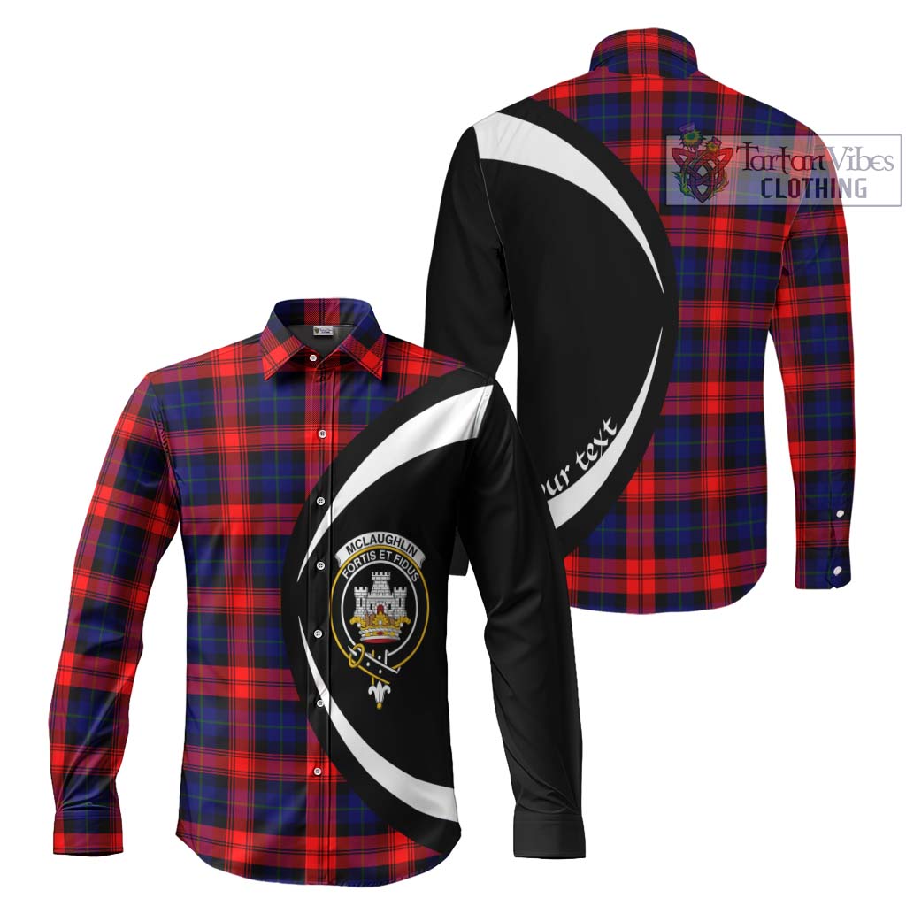 McLaughlin Tartan Long Sleeve Button Up with Family Crest Circle Style Men's Shirt S - Tartan Vibes Clothing