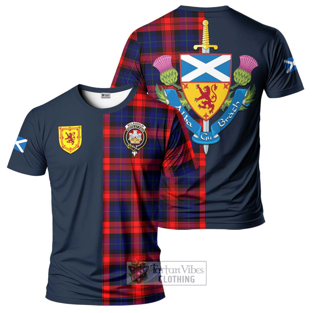 Tartan Vibes Clothing McLaughlin Tartan T-Shirt Alba with Scottish Lion Royal Arm Half Style