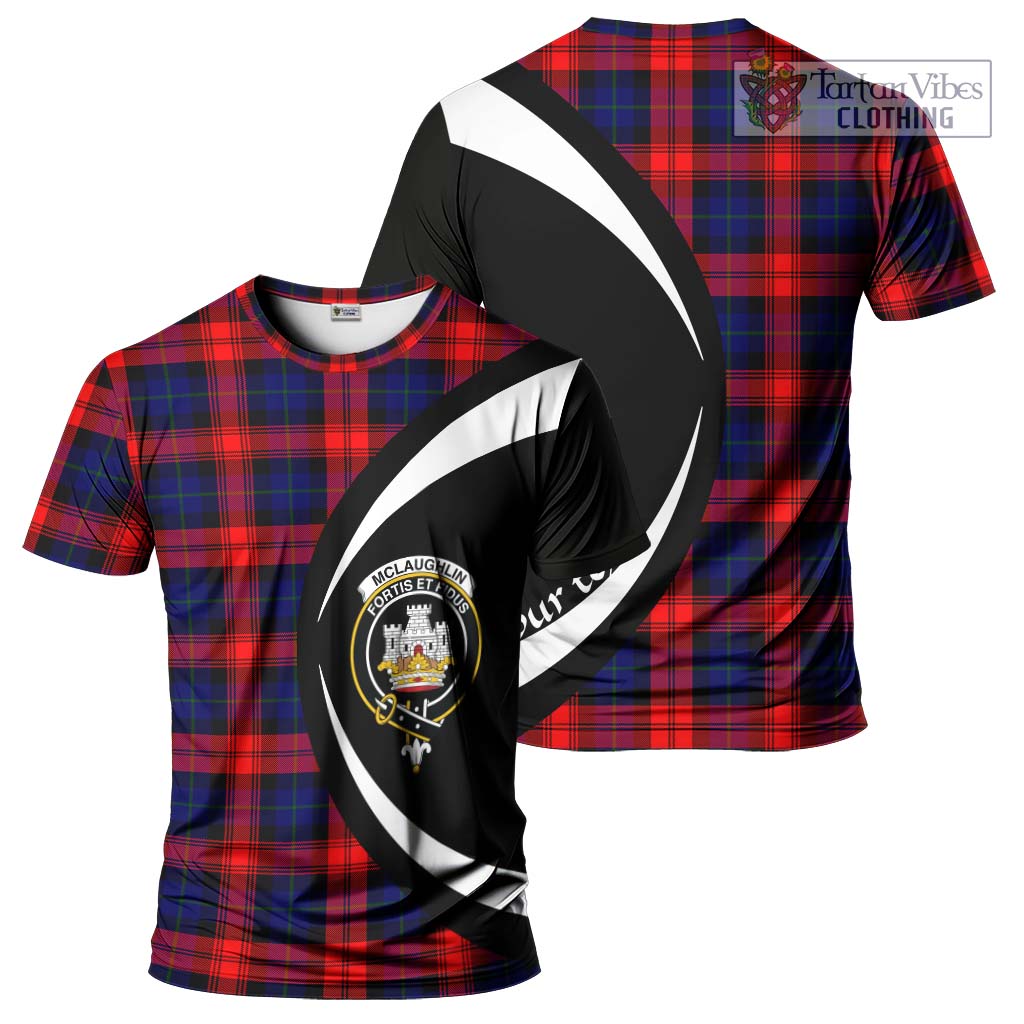 Tartan Vibes Clothing McLaughlin Tartan T-Shirt with Family Crest Circle Style
