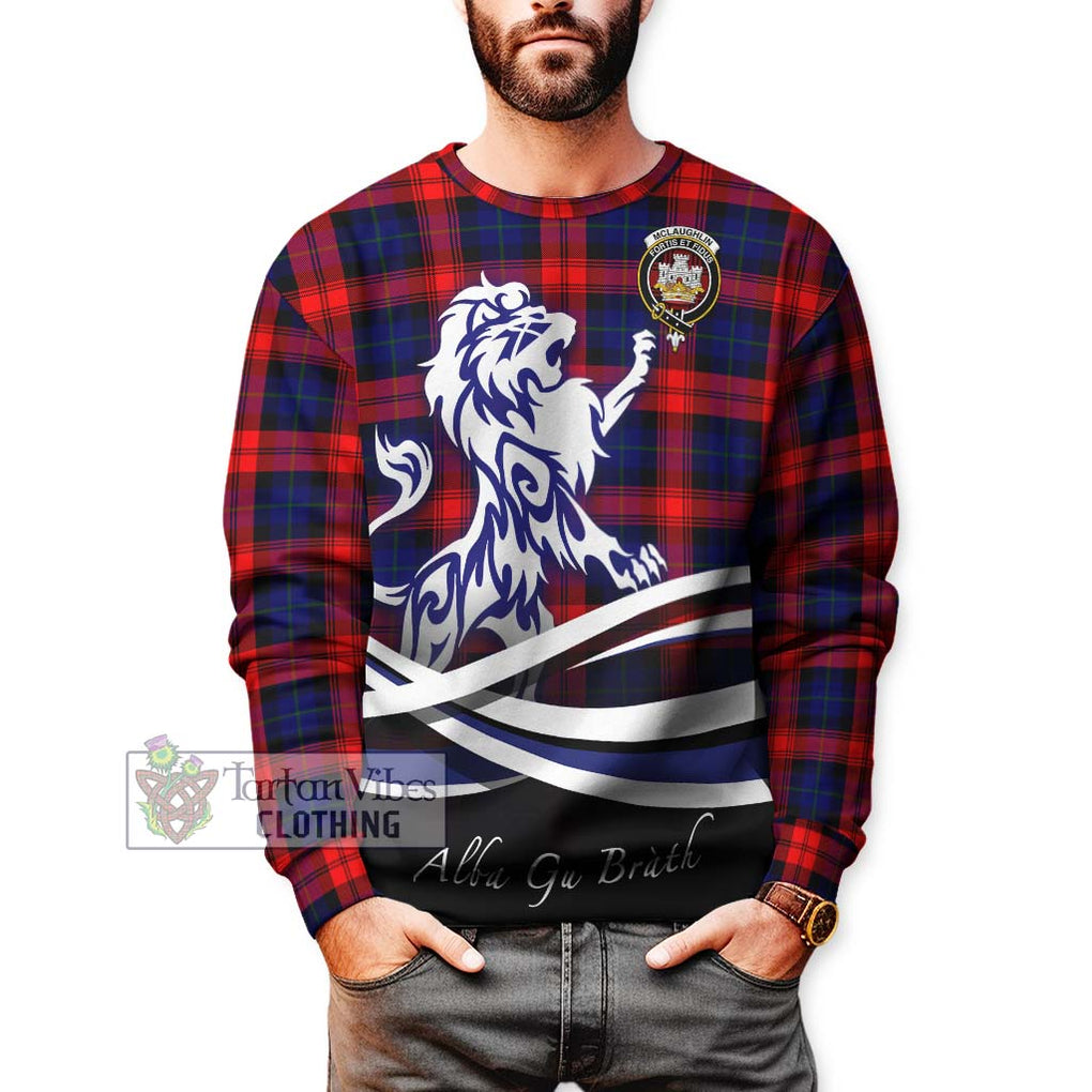 McLaughlin Tartan Sweatshirt with Alba Gu Brath Regal Lion Emblem Unisex - Tartanvibesclothing Shop