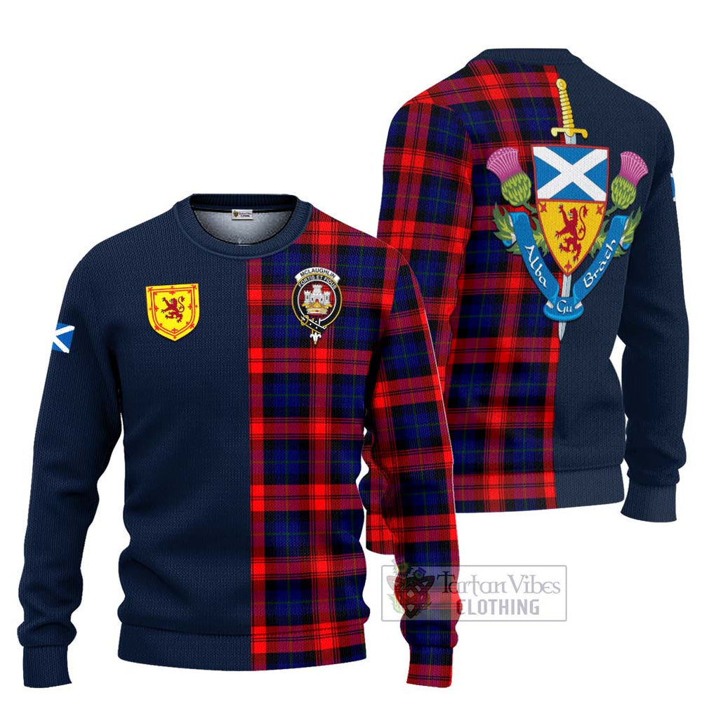 Tartan Vibes Clothing McLaughlin Tartan Knitted Sweater with Scottish Lion Royal Arm Half Style