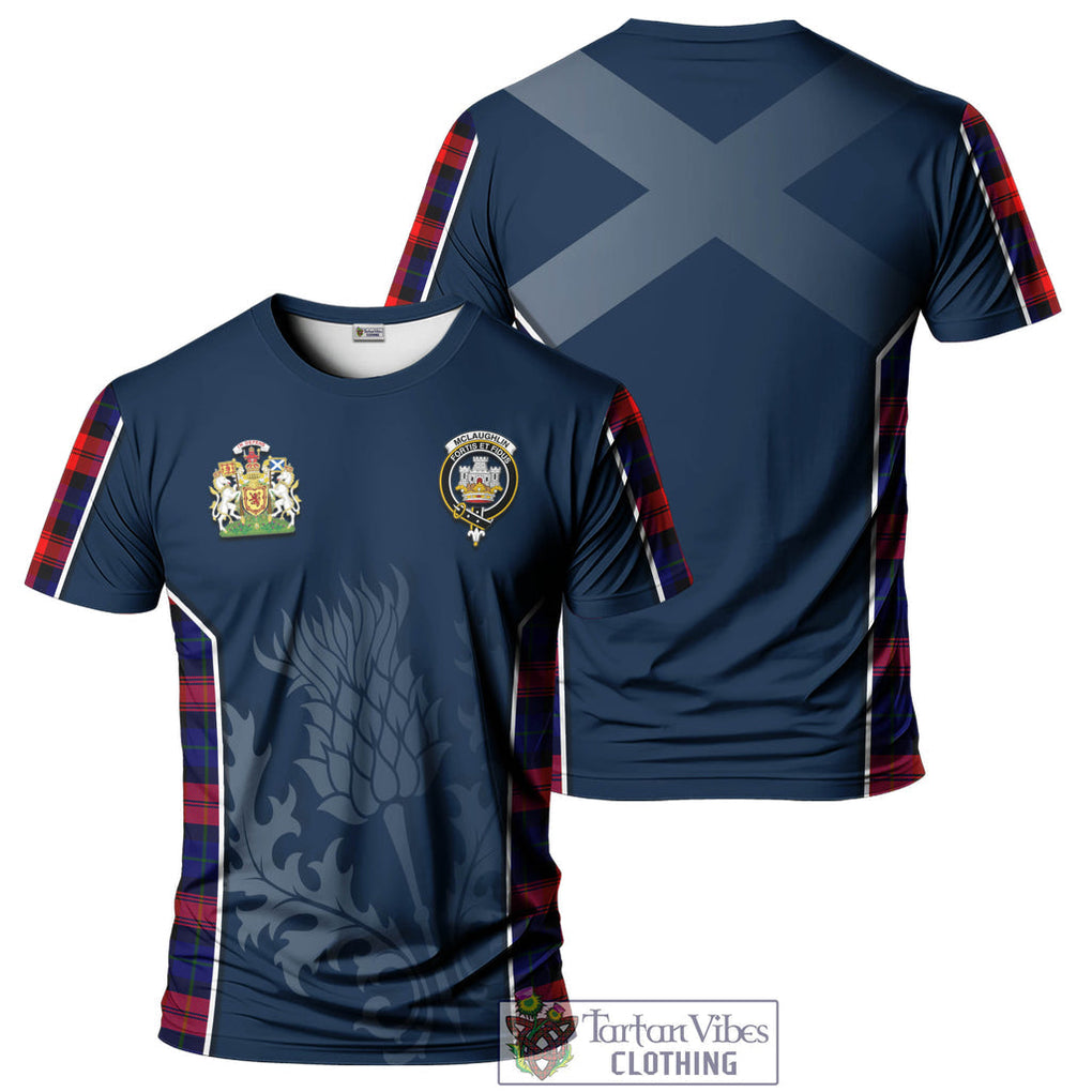 Tartan Vibes Clothing McLaughlin Tartan T-Shirt with Family Crest and Scottish Thistle Vibes Sport Style
