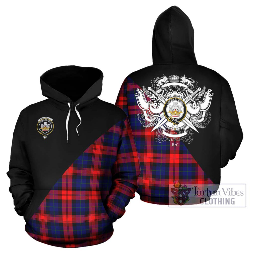 McLaughlin Tartan Hoodie with Family Crest and Military Logo Style Zip Hoodie - Tartan Vibes Clothing