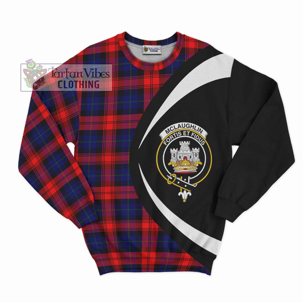McLaughlin Tartan Sweatshirt with Family Crest Circle Style Unisex - Tartan Vibes Clothing