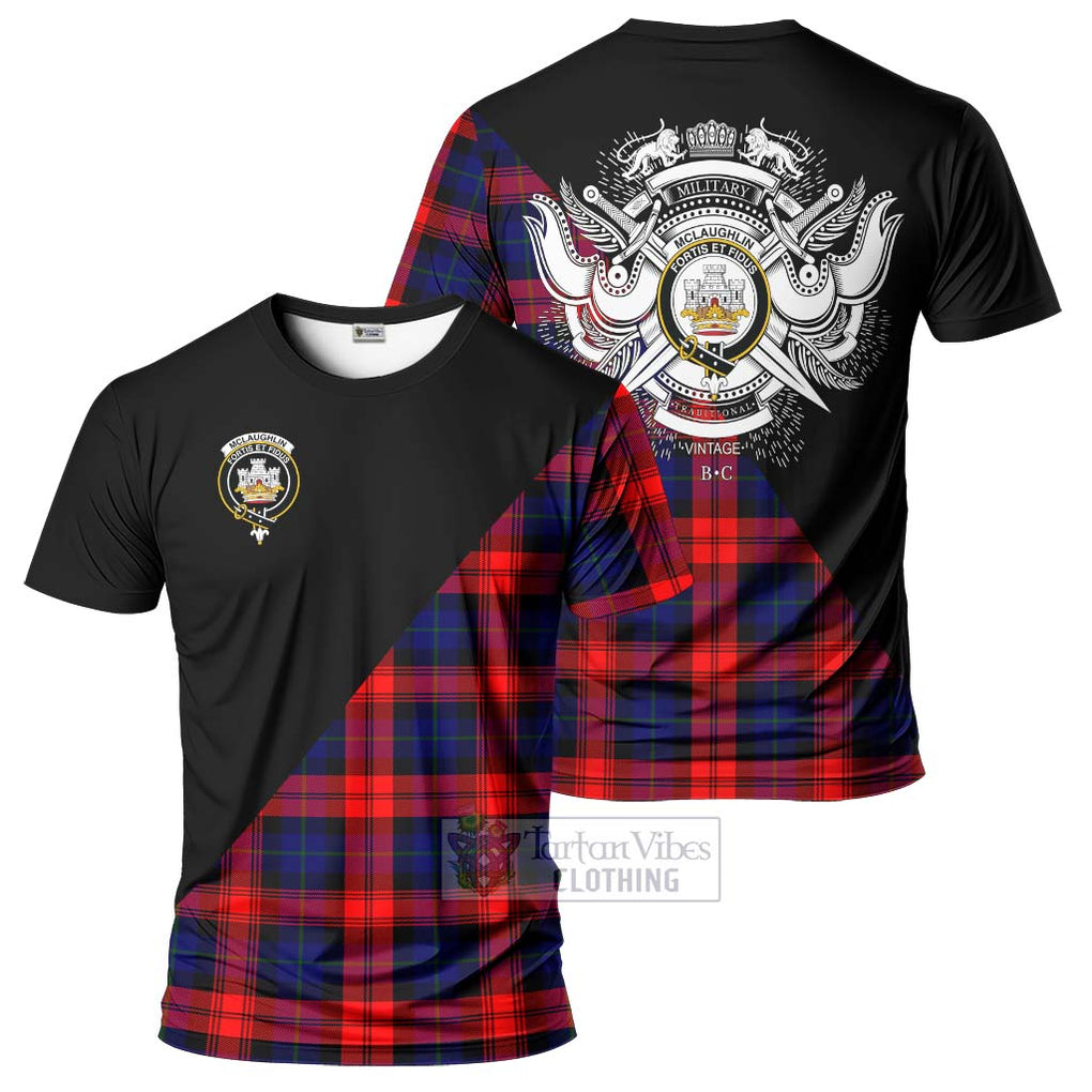 McLaughlin Tartan T-Shirt with Family Crest and Military Logo Style Kid's Shirt - Tartanvibesclothing Shop