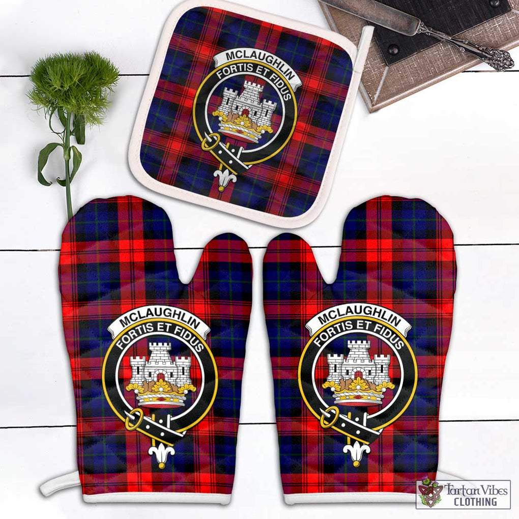 McLaughlin Tartan Combo Oven Mitt & Pot-Holder with Family Crest Combo 1 Oven Mitt & 1 Pot-Holder White - Tartan Vibes Clothing