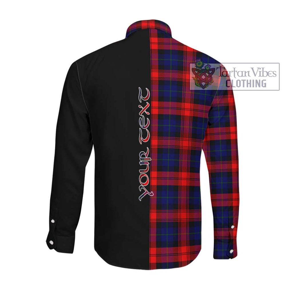 McLaughlin Tartan Long Sleeve Button Shirt with Family Crest and Half Of Me Style Men's Shirt - Tartanvibesclothing Shop
