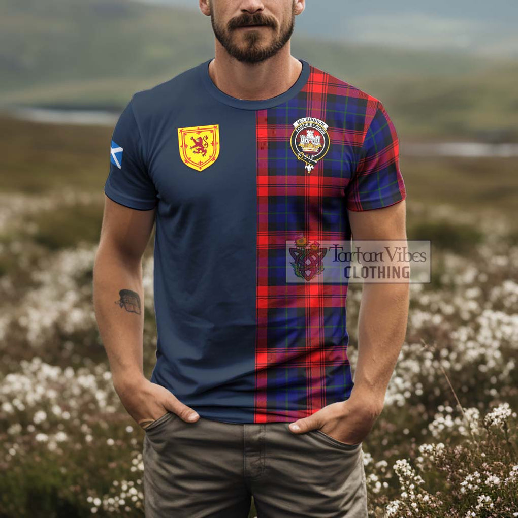 Tartan Vibes Clothing McLaughlin Tartan T-Shirt Alba with Scottish Lion Royal Arm Half Style