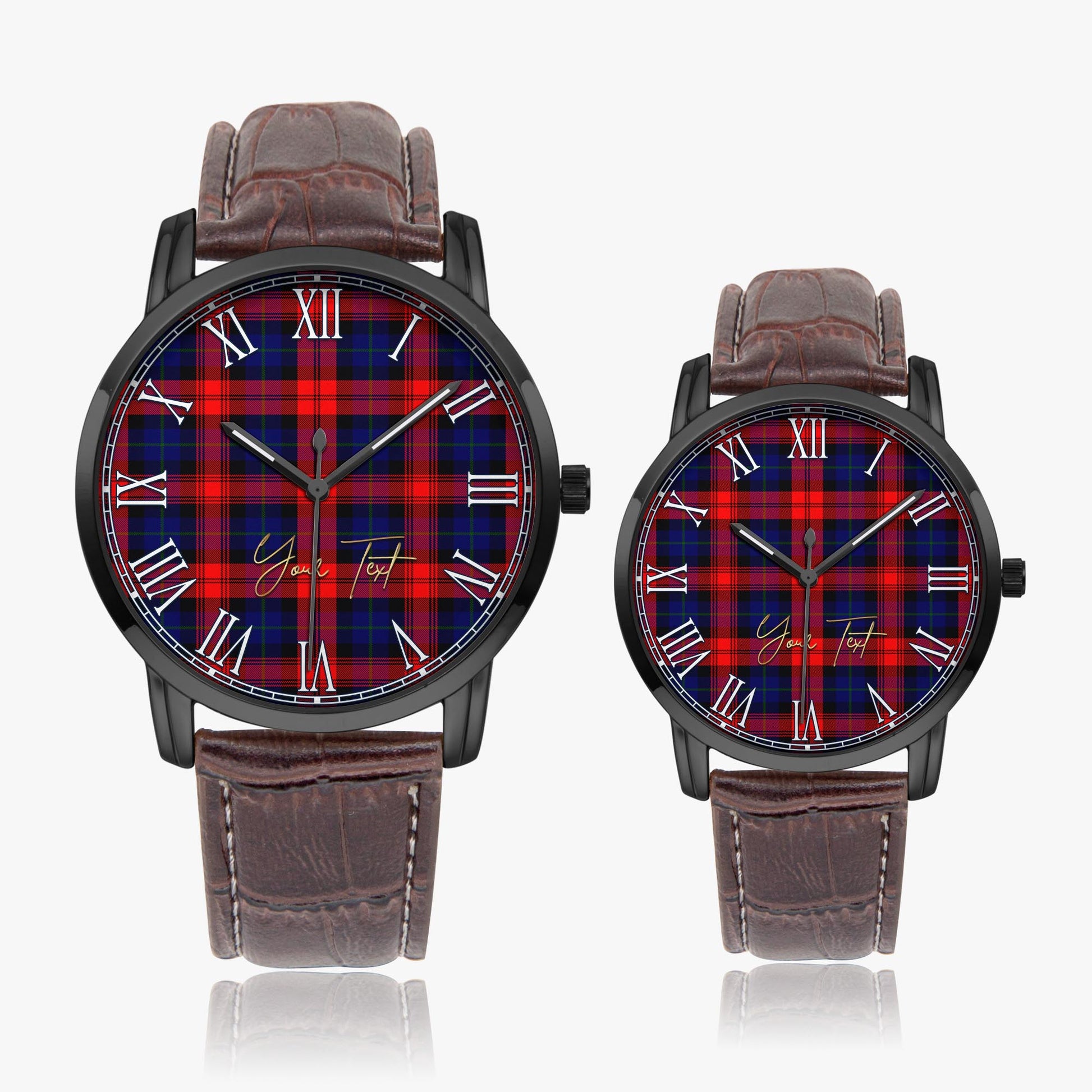 McLaughlin Tartan Personalized Your Text Leather Trap Quartz Watch - Tartan Vibes Clothing