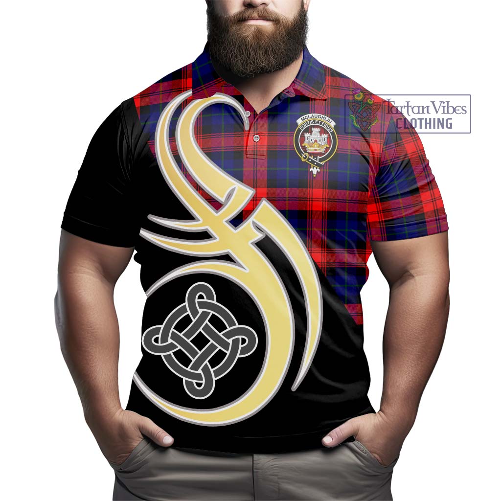 McLaughlin Tartan Polo Shirt with Family Crest and Celtic Symbol Style - Tartan Vibes Clothing