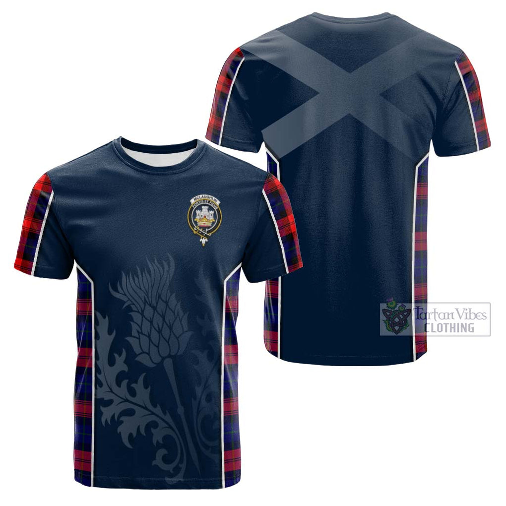 Tartan Vibes Clothing McLaughlin Tartan Cotton T-shirt with Family Crest and Scottish Thistle Vibes Sport Style