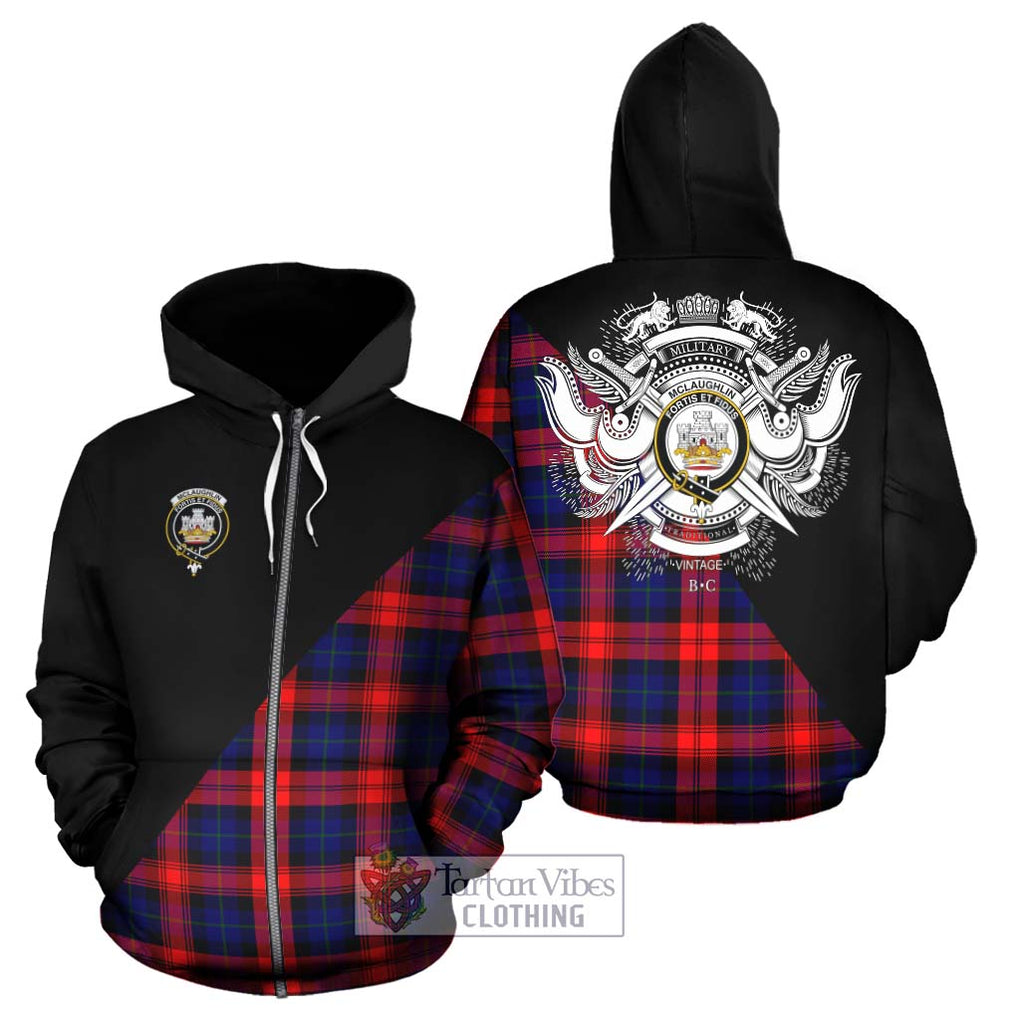 McLaughlin Tartan Hoodie with Family Crest and Military Logo Style - Tartan Vibes Clothing