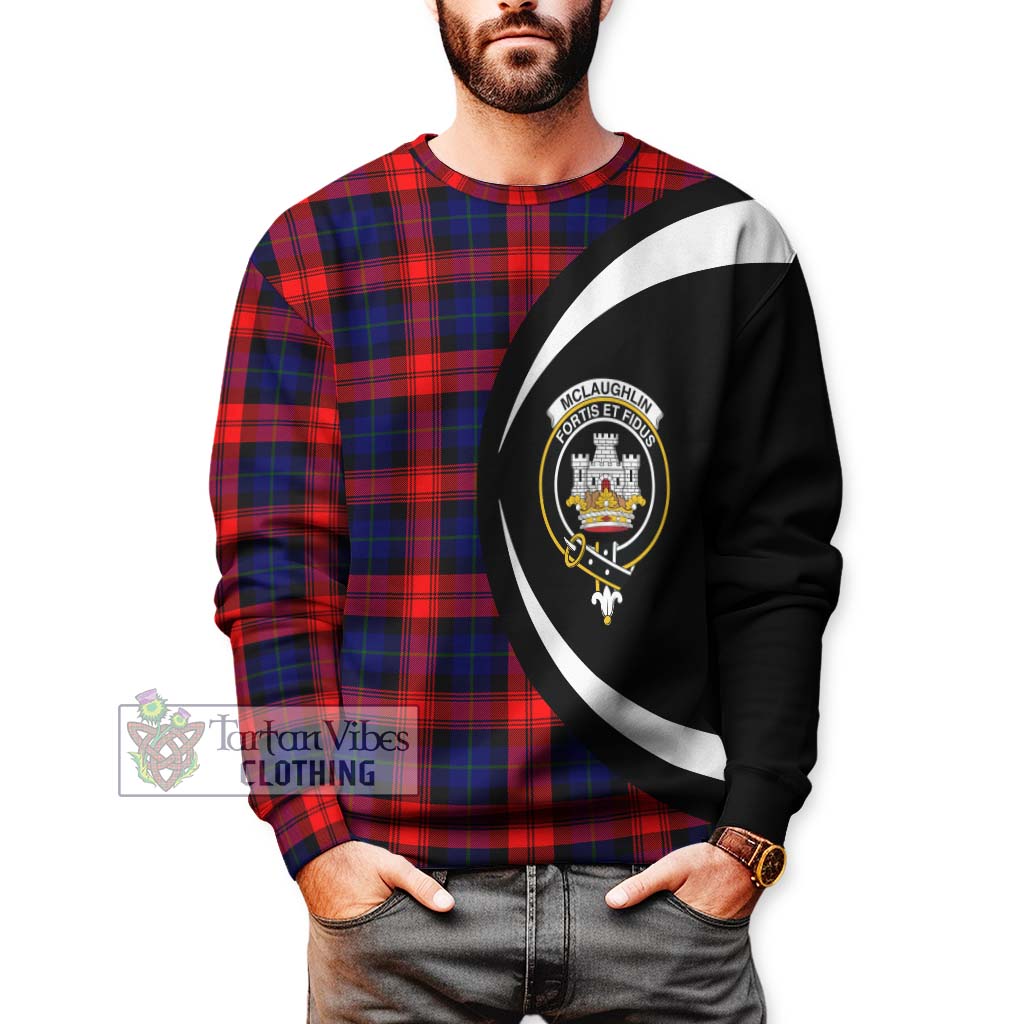 McLaughlin Tartan Sweatshirt with Family Crest Circle Style - Tartan Vibes Clothing