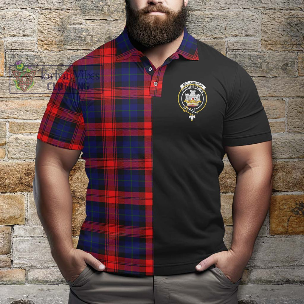 McLaughlin Tartan Polo Shirt with Family Crest and Half Of Me Style - Tartanvibesclothing Shop