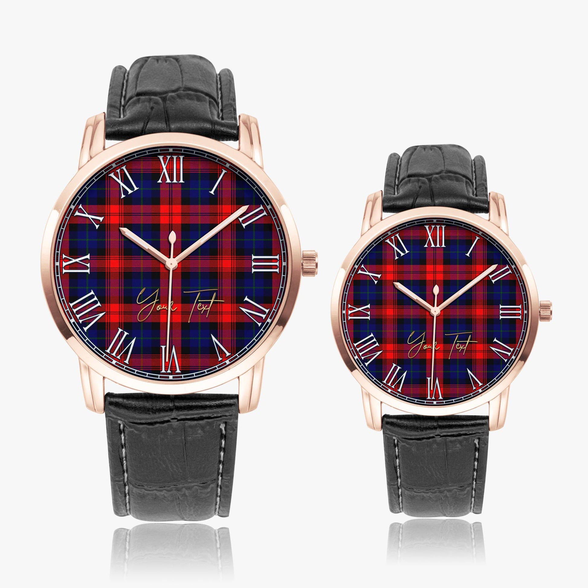 McLaughlin Tartan Personalized Your Text Leather Trap Quartz Watch - Tartan Vibes Clothing