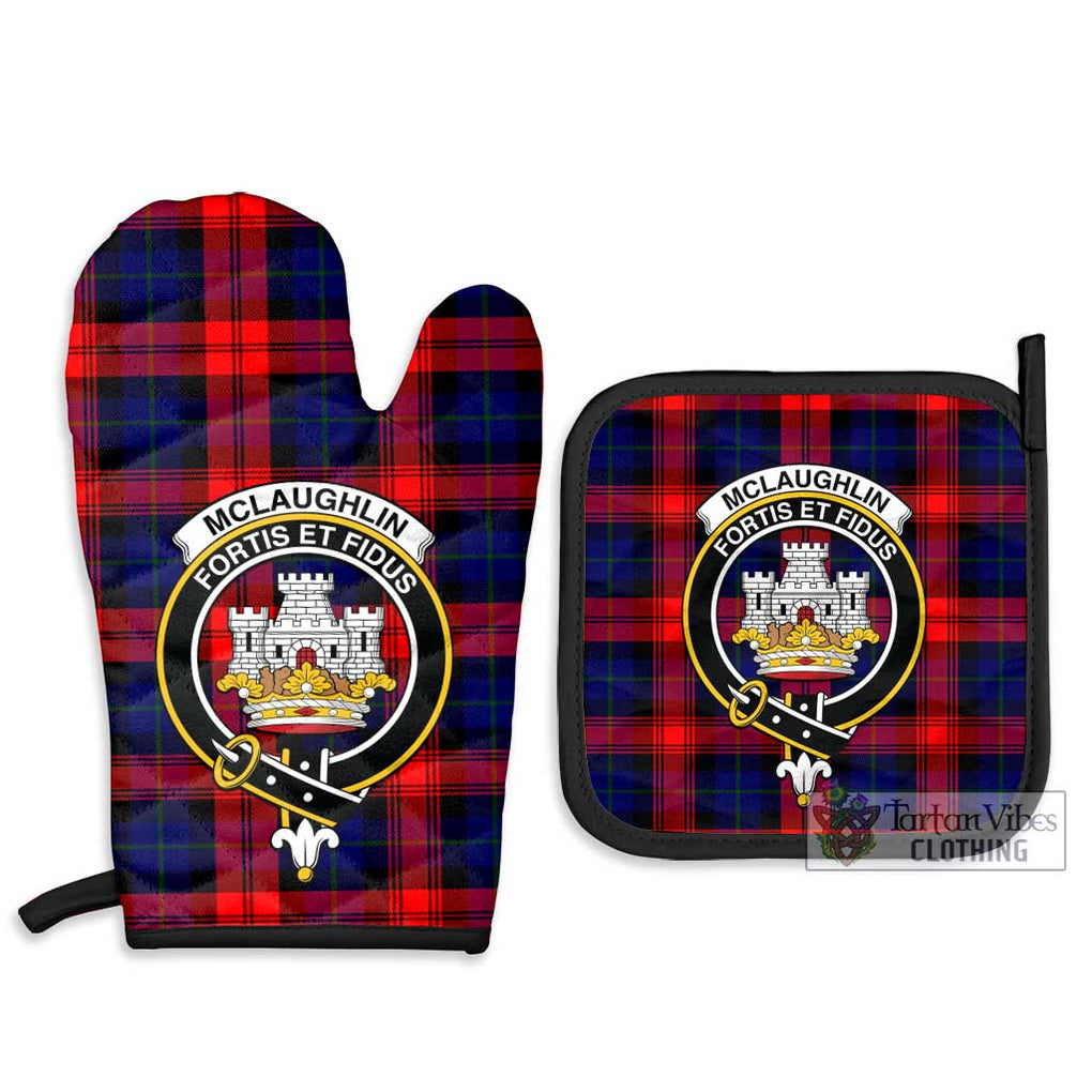 McLaughlin Tartan Combo Oven Mitt & Pot-Holder with Family Crest Combo 1 Oven Mitt & 2 Pot-Holder Black - Tartan Vibes Clothing