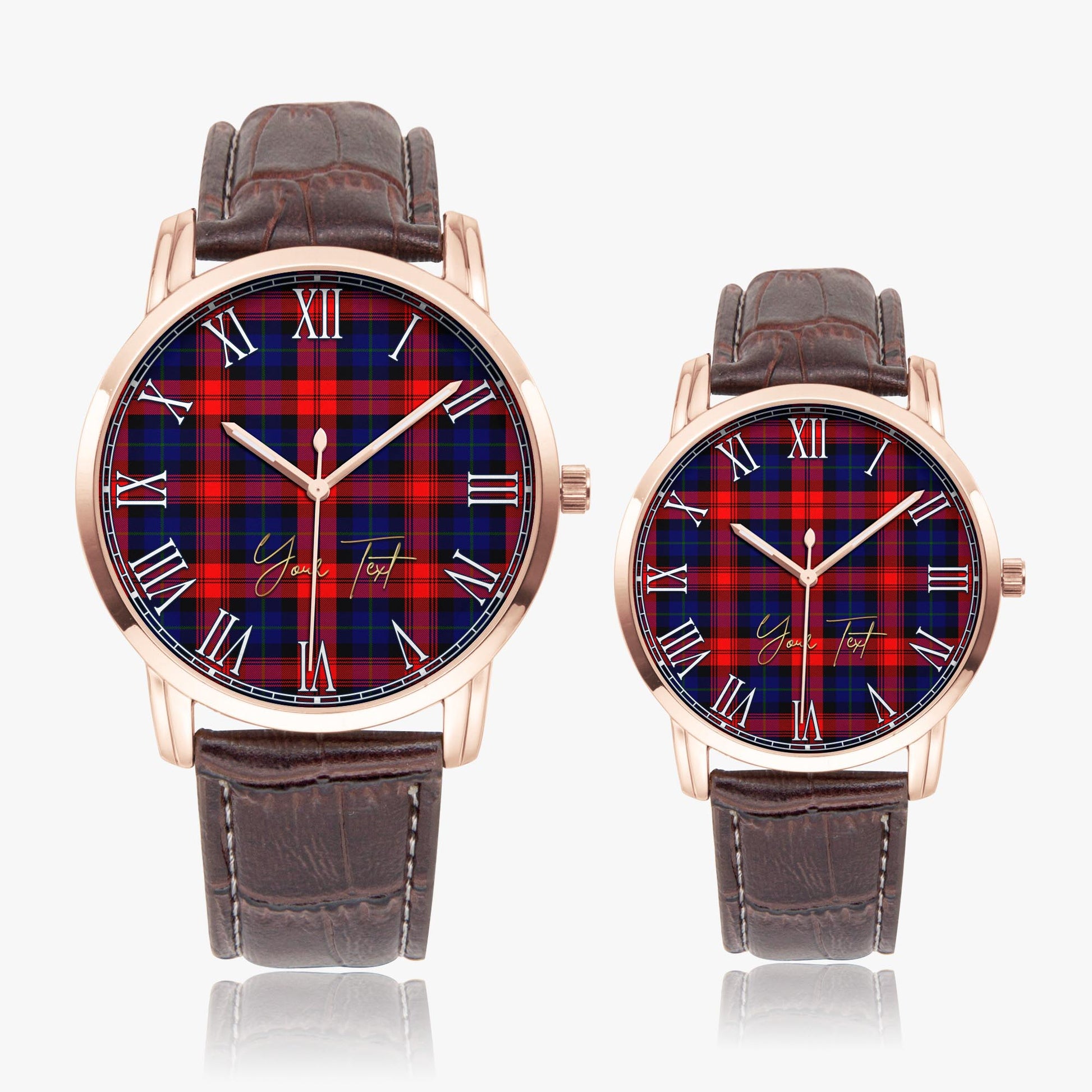 McLaughlin Tartan Personalized Your Text Leather Trap Quartz Watch - Tartan Vibes Clothing
