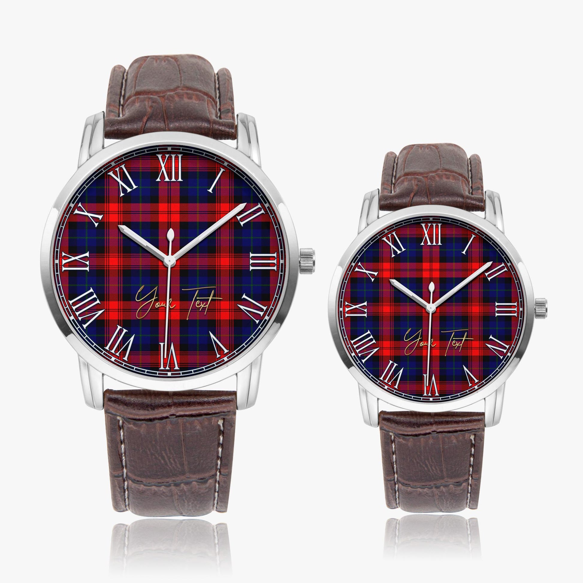 McLaughlin Tartan Personalized Your Text Leather Trap Quartz Watch - Tartan Vibes Clothing