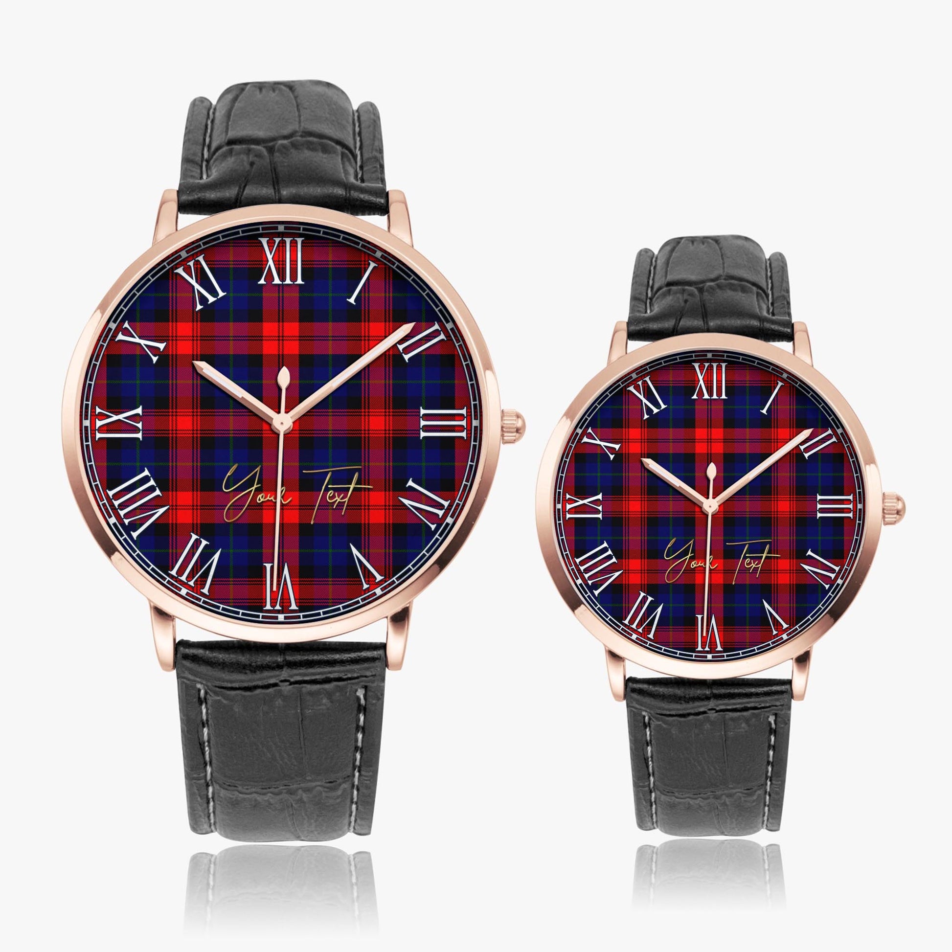McLaughlin Tartan Personalized Your Text Leather Trap Quartz Watch - Tartan Vibes Clothing