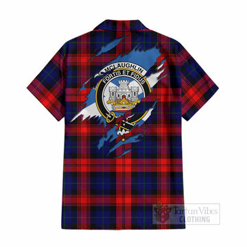 McLaughlin Clan Crest In Me Tartan Cotton Hawaiian Shirt Scotland Flag Style