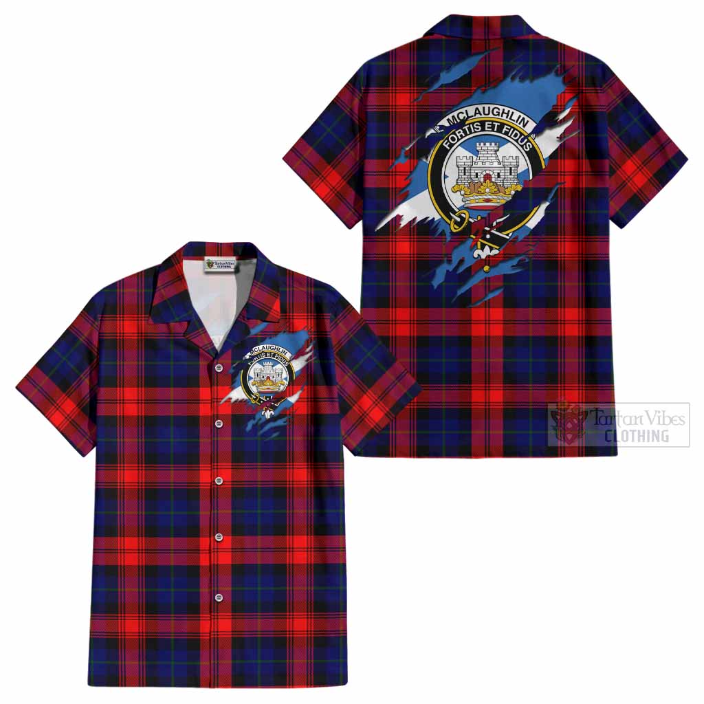 McLaughlin Clan Crest In Me Tartan Cotton Hawaiian Shirt Scotland Flag Style