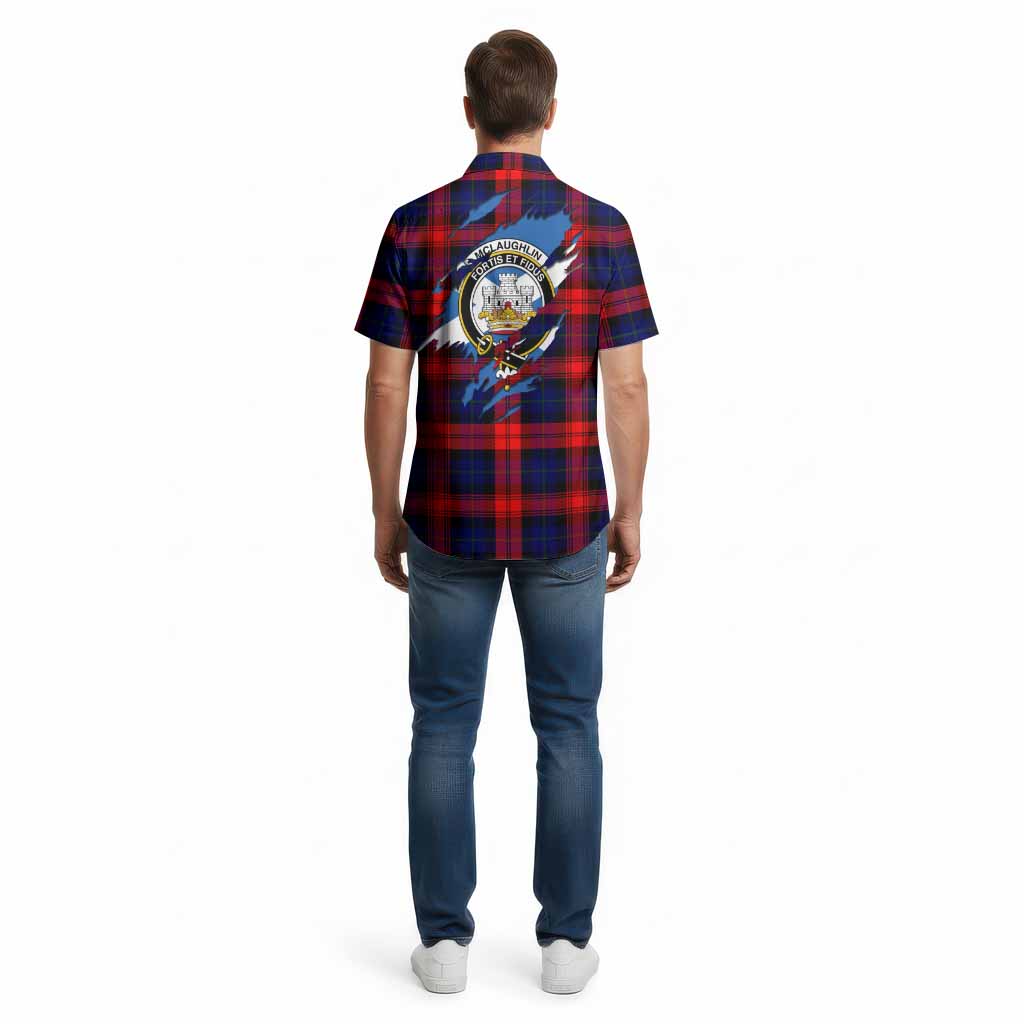 McLaughlin Clan Crest In Me Tartan Cotton Hawaiian Shirt Scotland Flag Style