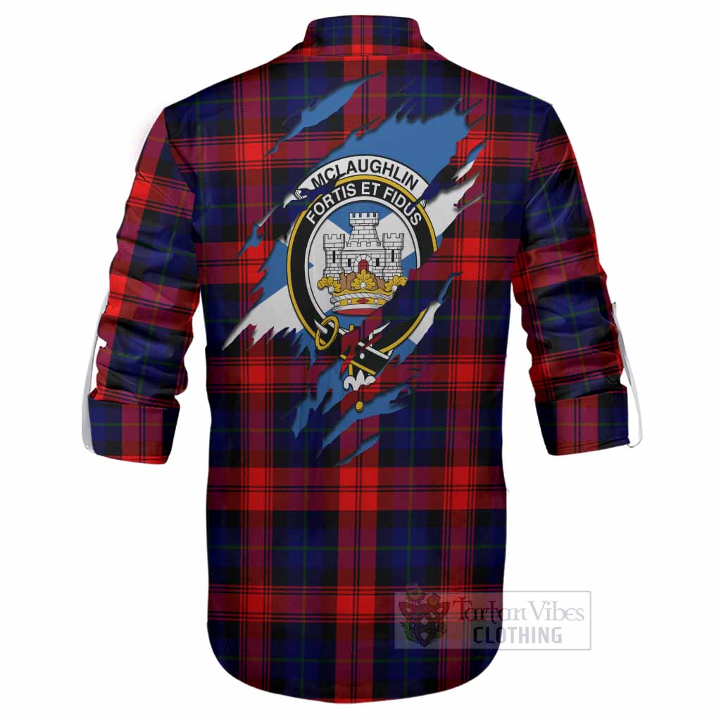 McLaughlin Clan Crest In Me Tartan Ghillie Shirt Scotland Flag Style