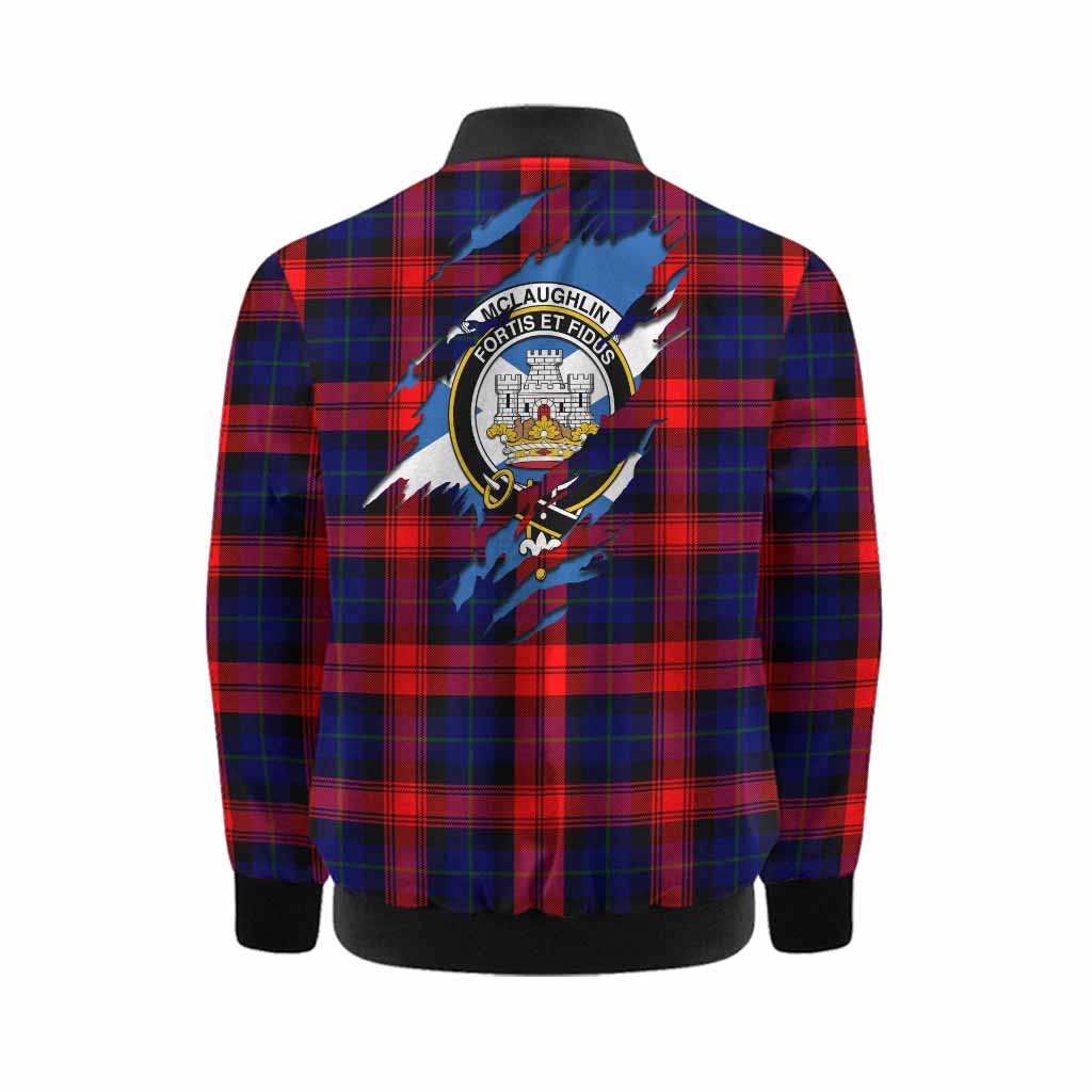 McLaughlin Clan Crest In Me Tartan Kid Bomber Jacket Scotland Flag Style