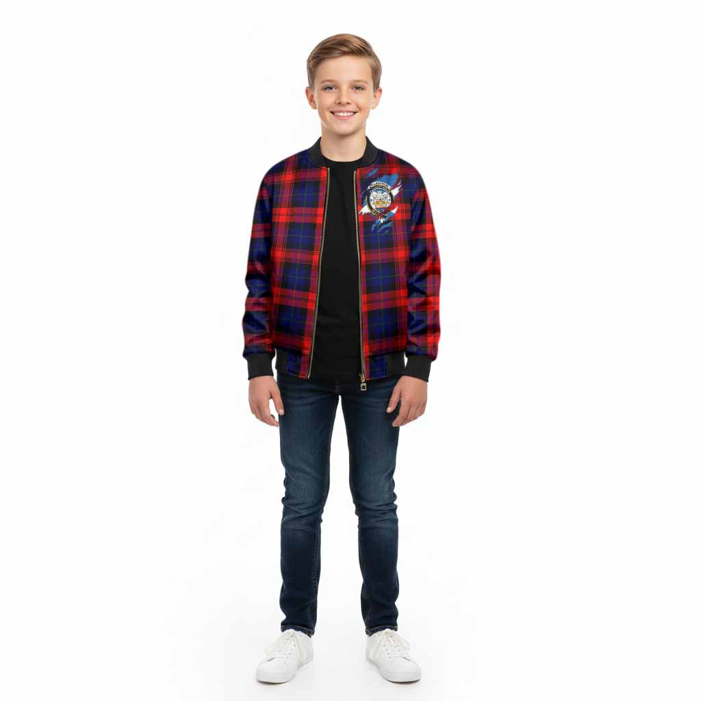 McLaughlin Clan Crest In Me Tartan Kid Bomber Jacket Scotland Flag Style