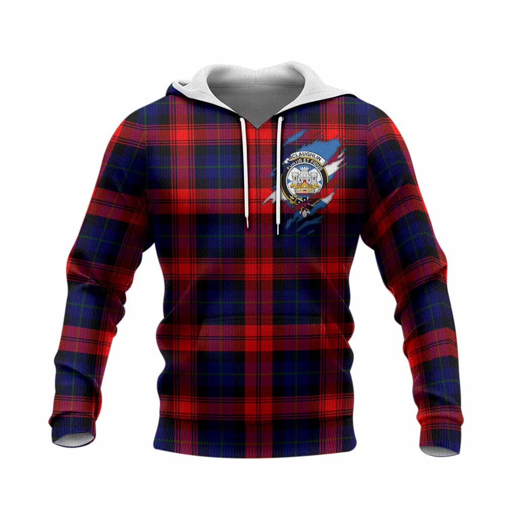 McLaughlin Clan Crest In Me Tartan Knitted Hoodie Scotland Flag Style