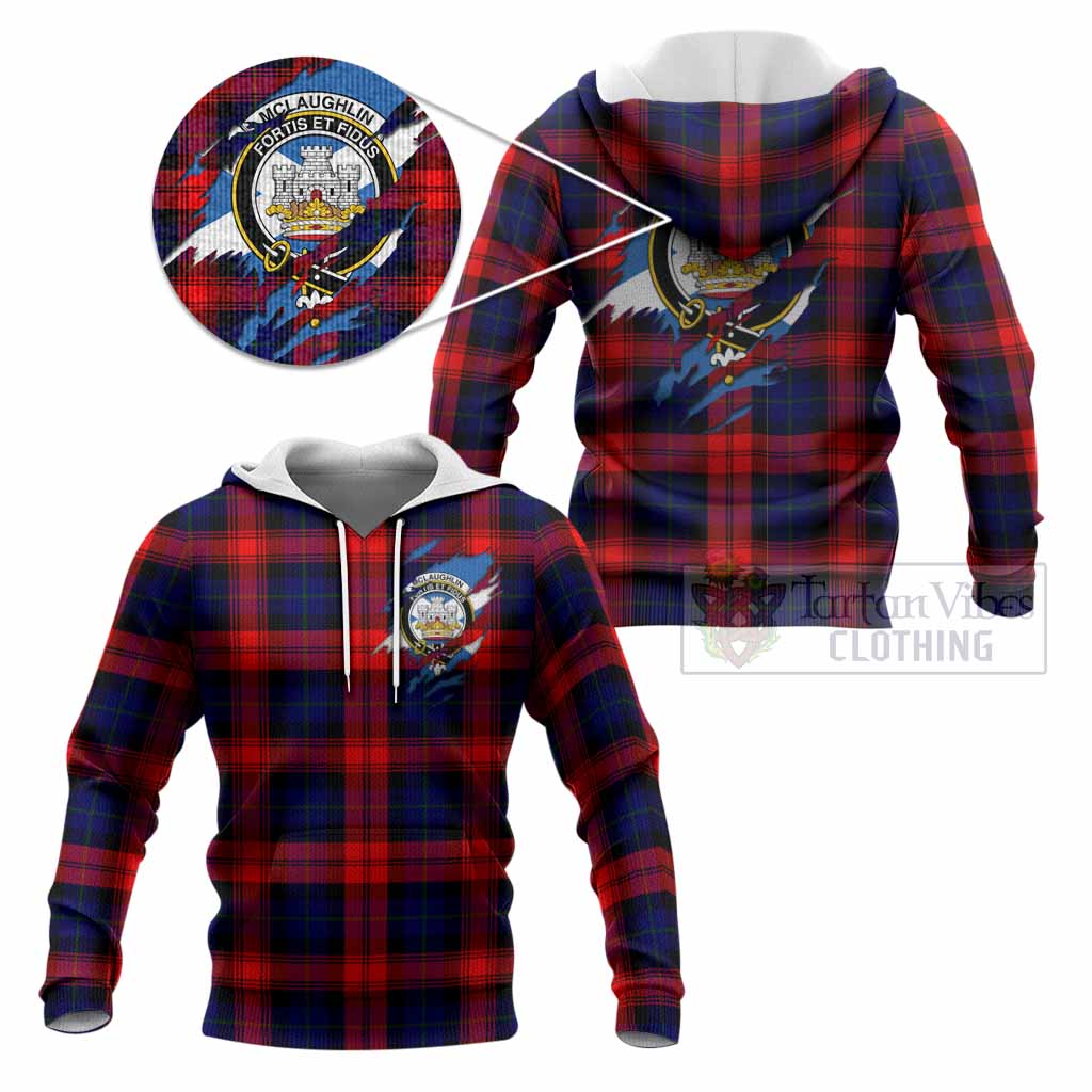 McLaughlin Clan Crest In Me Tartan Knitted Hoodie Scotland Flag Style