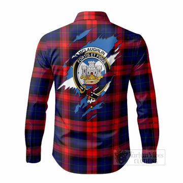 McLaughlin Clan Crest In Me Tartan Long Sleeve Button Shirts Scotland Flag Style
