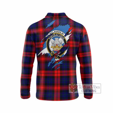 McLaughlin Clan Crest In Me Tartan Long Sleeve Polo Shirt Scotland Flag Style