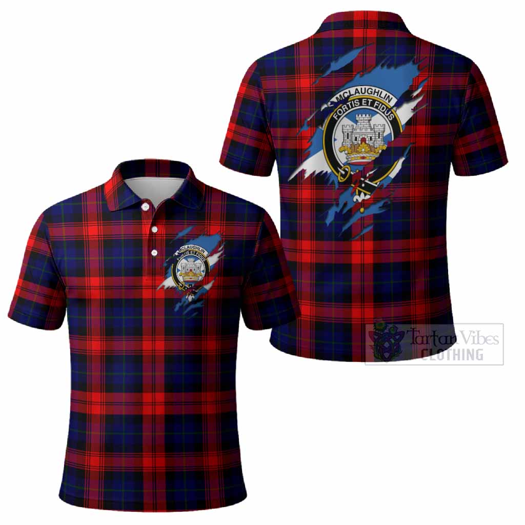 McLaughlin Clan Crest In Me Tartan Polo Shirt Scotland Flag Style