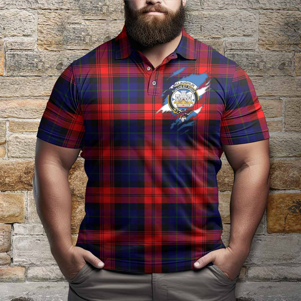 McLaughlin Clan Crest In Me Tartan Polo Shirt Scotland Flag Style