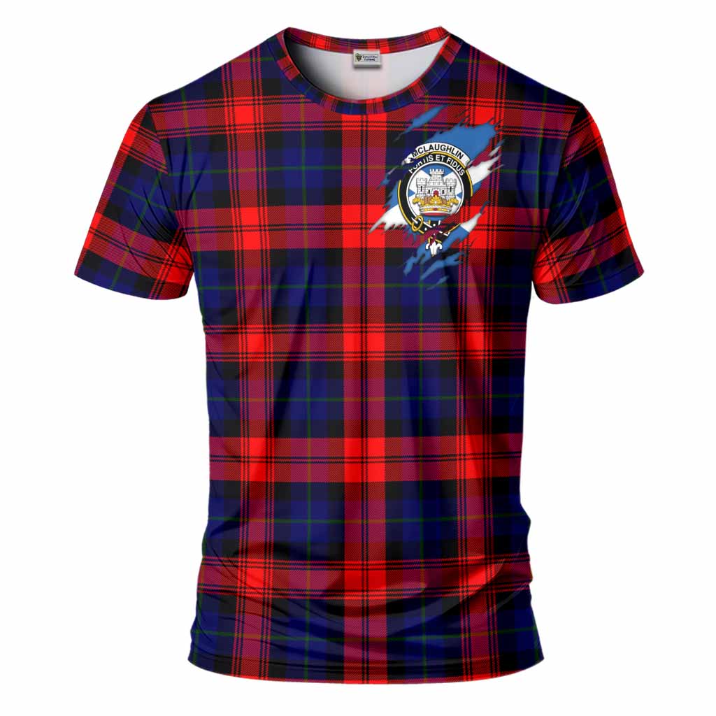 McLaughlin Clan Crest In Me Tartan T-Shirt Scotland Flag Style